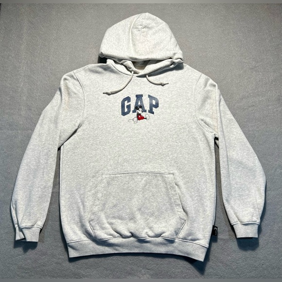 GAP x Disney Hoodie Men’s Medium Gray Cotton Recycled Polyester Pullover - Picture 1 of 6